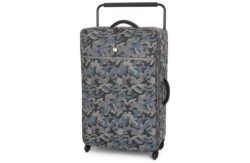 IT Luggage Large Quilted 4 Wheel Camo Suitcase - Grey